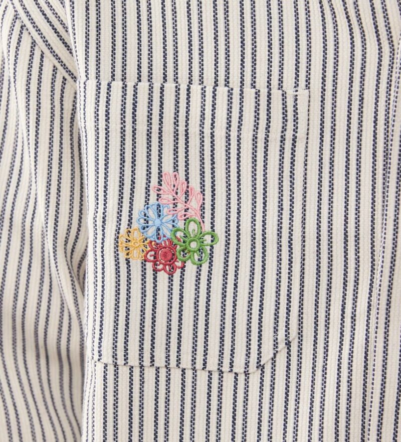 Prohibited striped harrington jacket in white and blue - Image 2