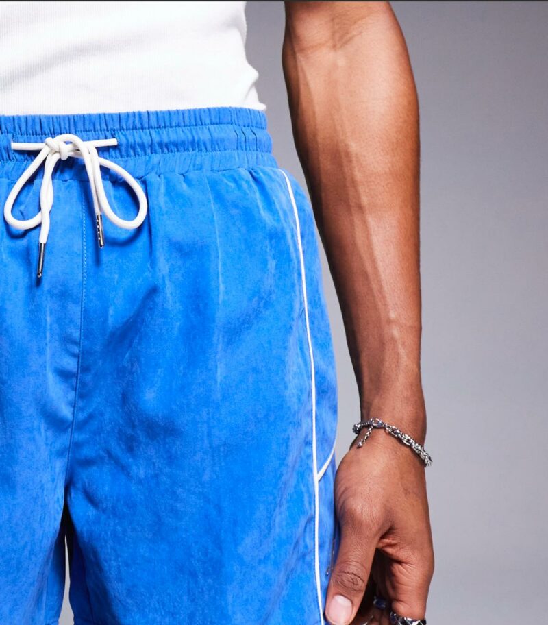Alma De Ace logo shorts co-ord in blue - Image 2