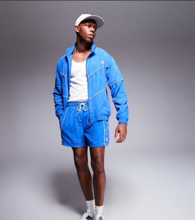 Alma De Ace logo shorts co-ord in blue - Image 3