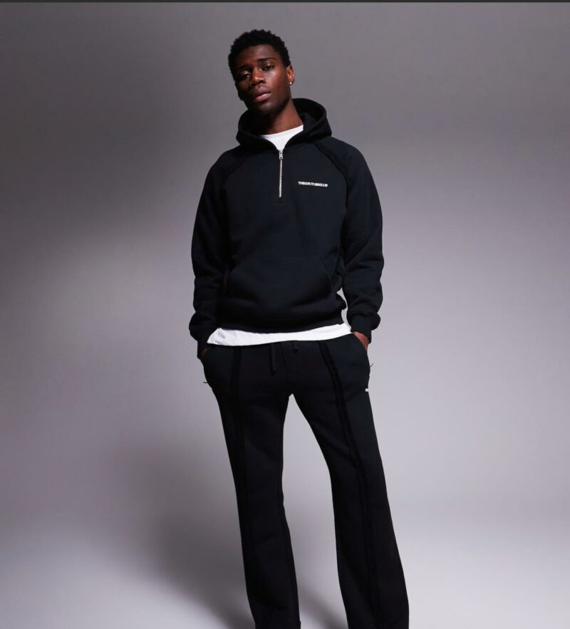 The Couture Club co-ord raw seam logo hoodie in black - Image 3
