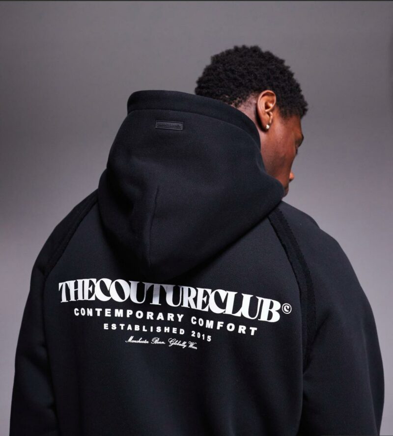 The Couture Club co-ord raw seam logo hoodie in black - Image 2