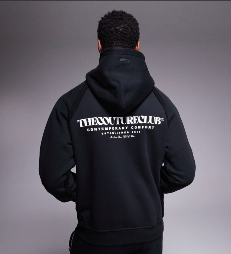 The Couture Club co-ord raw seam logo hoodie in black - Image 4