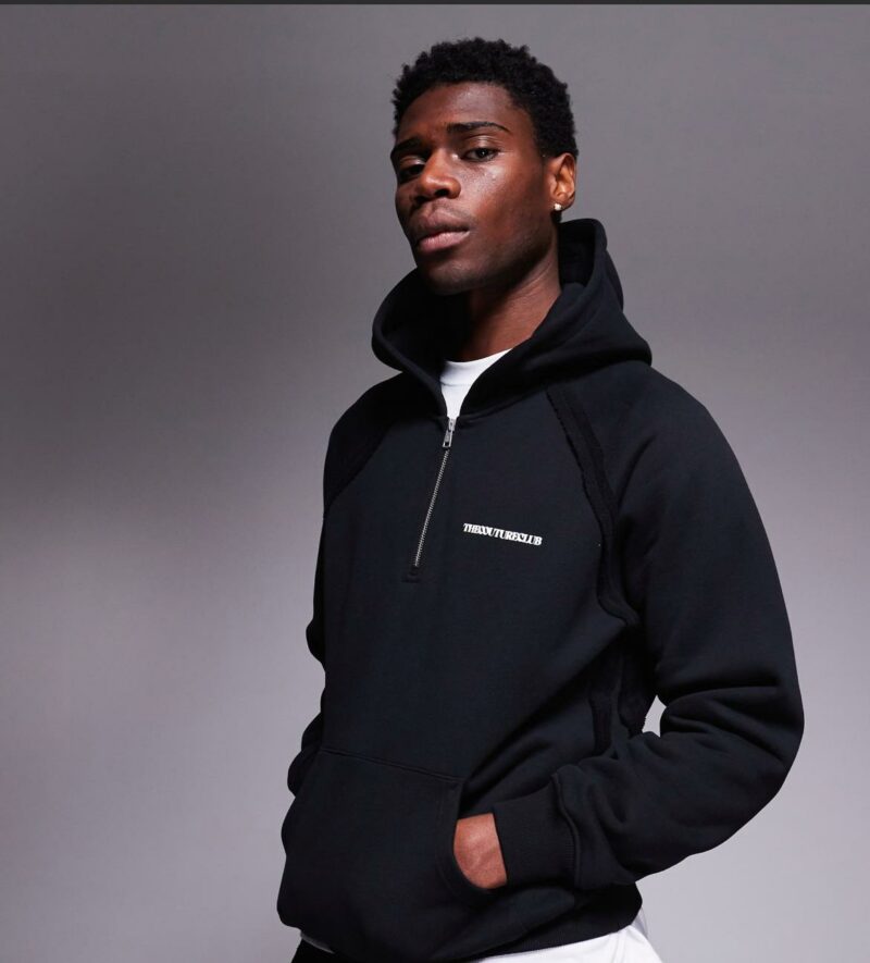 The Couture Club co-ord raw seam logo hoodie in black