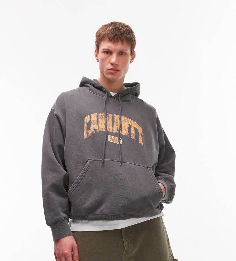 Carhartt WIP library graphic hoodie in washed black