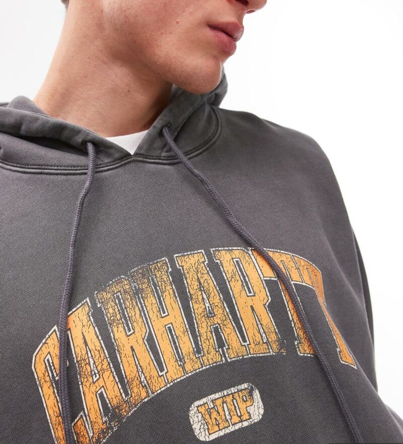 Carhartt WIP library graphic hoodie in washed black - Image 3