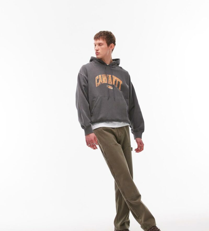 Carhartt WIP library graphic hoodie in washed black - Image 2