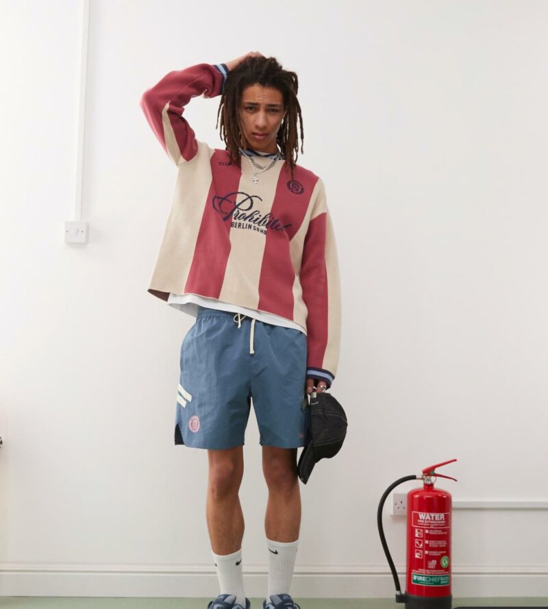 Prohibited knitted long sleeve jumper in red - Image 2