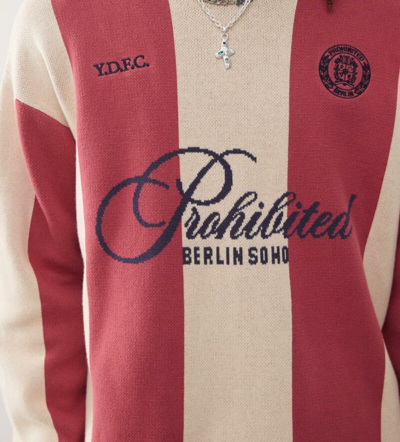 Prohibited knitted long sleeve jumper in red - Image 4