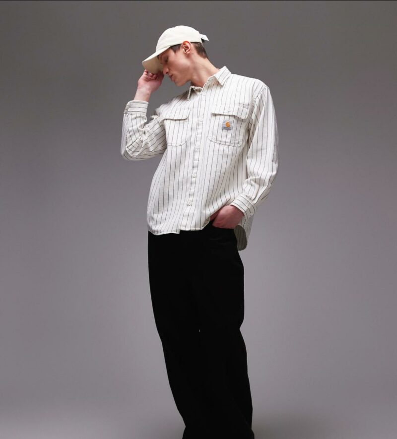 Carhartt WIP hendry stripe shirt in off white - Image 3