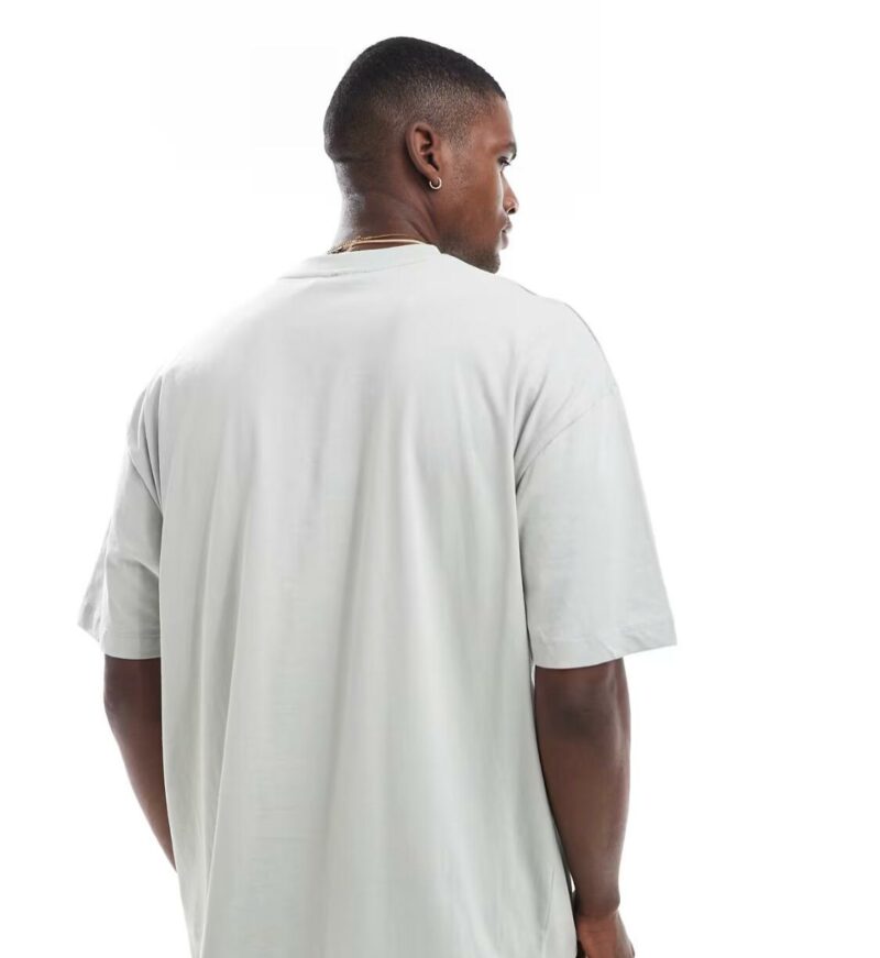 ASOS DESIGN oversized striped t-shirt with sports graphic in light grey - Image 2