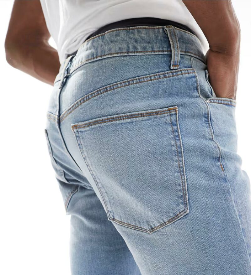 ASOS DESIGN straight slim short in light wash blue - Image 5
