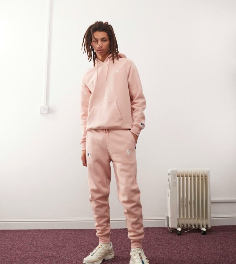 47 Brand NY Yankees mini logo jogger co-ord in dusty mauve