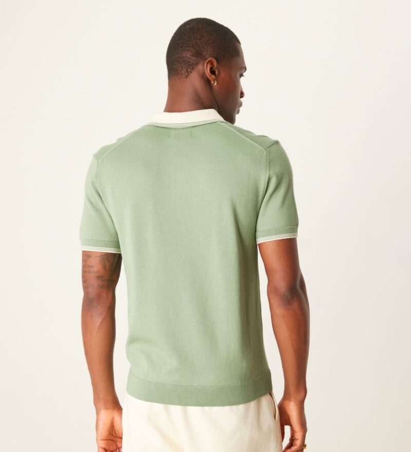 GANT logo short sleeve tipped knit polo in light green - Image 2